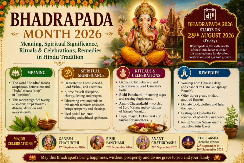 Bhadrapada Month 2026: Meaning, Spiritual Significance, Rituals & Celebrations, Remedies in Hindu Tradition